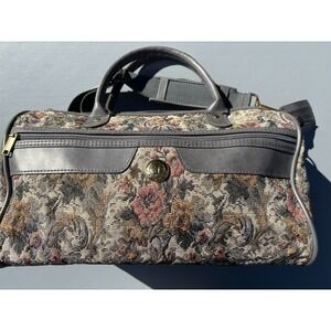 Vntg Jaguar Floral Tapestry‎ Overnight Travel Bag Grandma Core Style